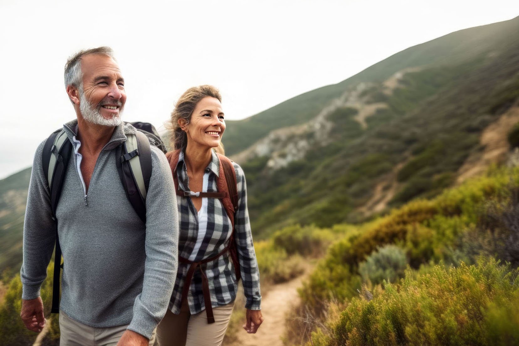 Pre-retirees hiking